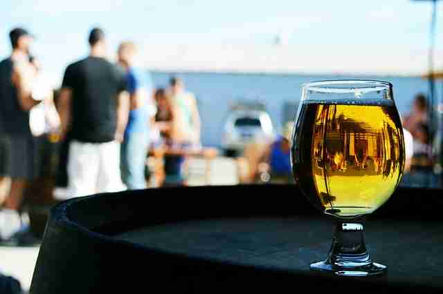 Beer glass by the sea